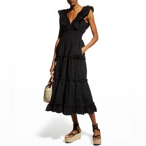 LOVE THE LABEL Anthropologie
Poplin V Neck Ruffle Midi Dress Size L